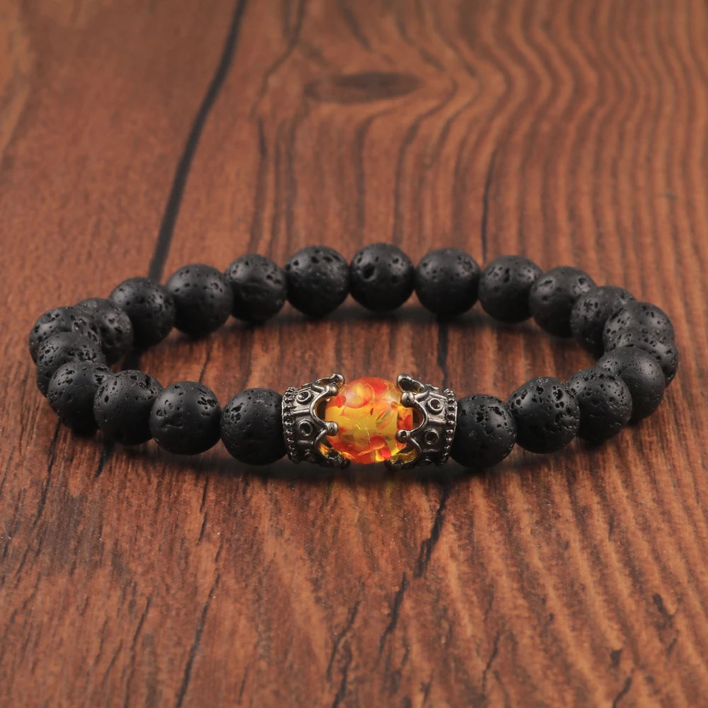 Black Volcanic Crown Bracelet Charm