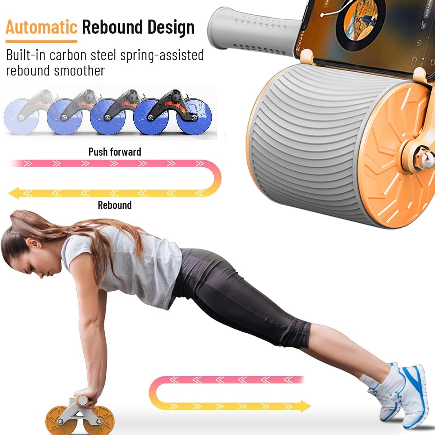 Abdominal Wheel Automatic Rebound Including APP Sports Fitness Equipment