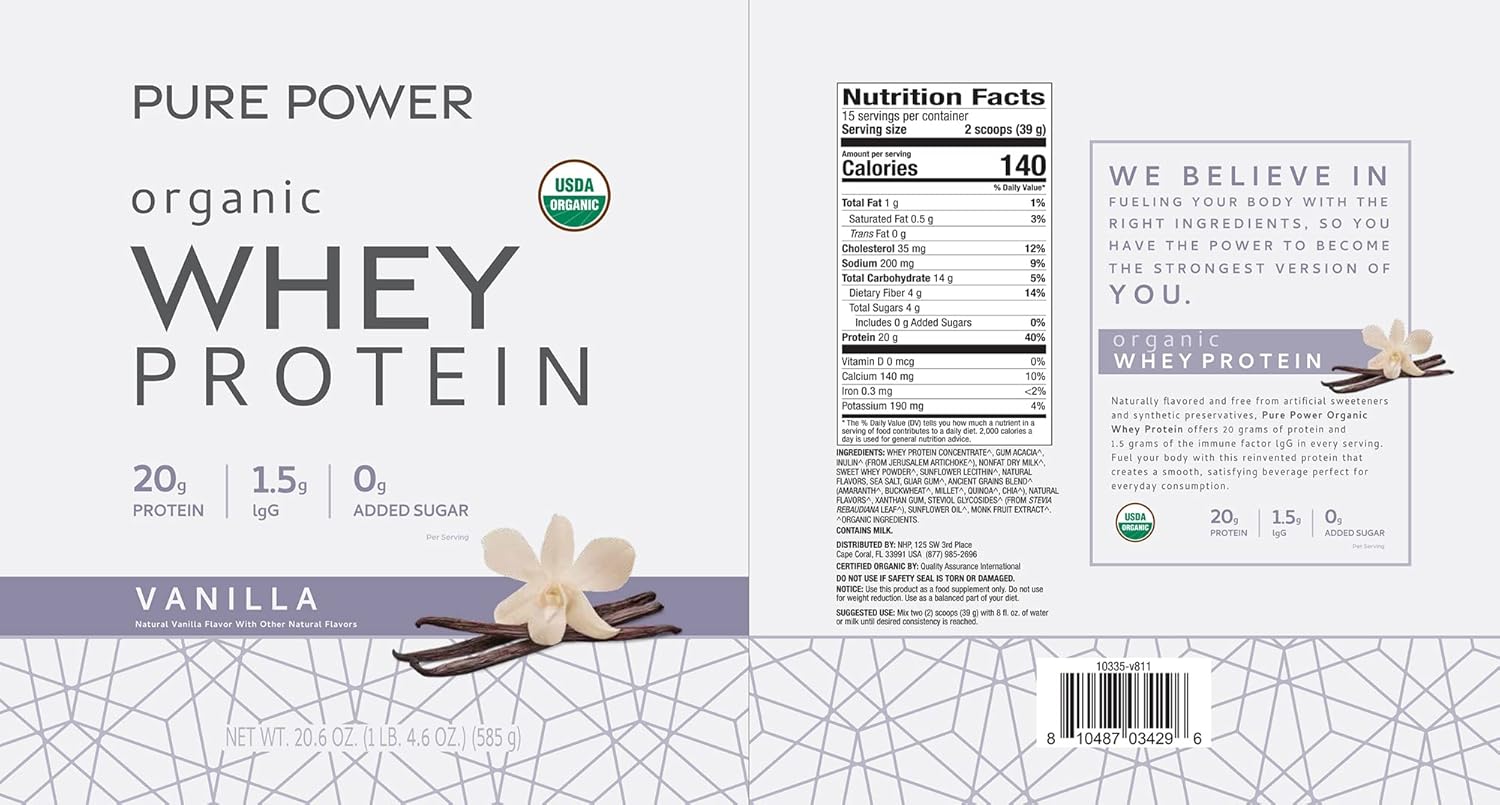 , Organic Miracle Whey Vanilla Protein Powder