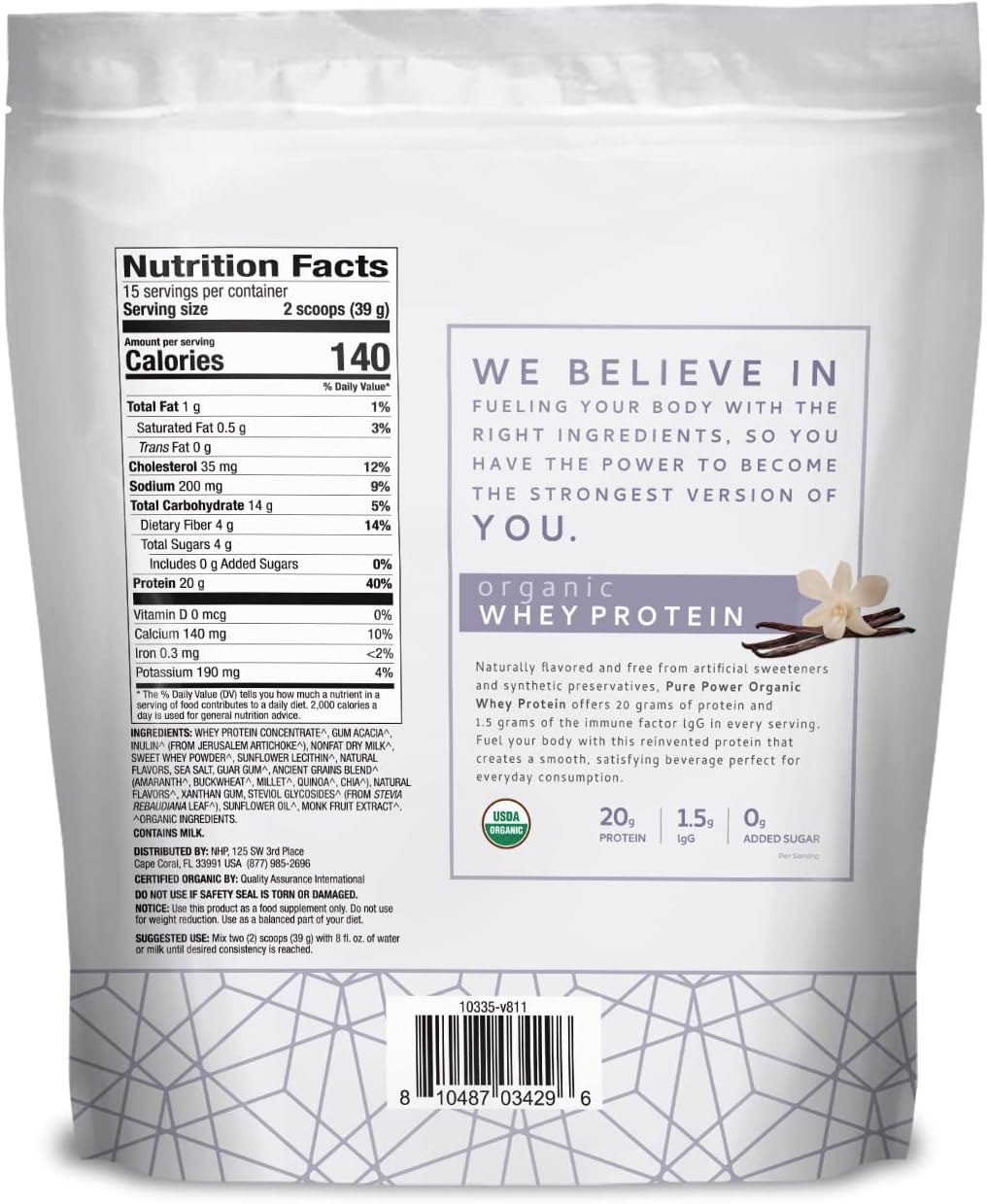 , Organic Miracle Whey Vanilla Protein Powder