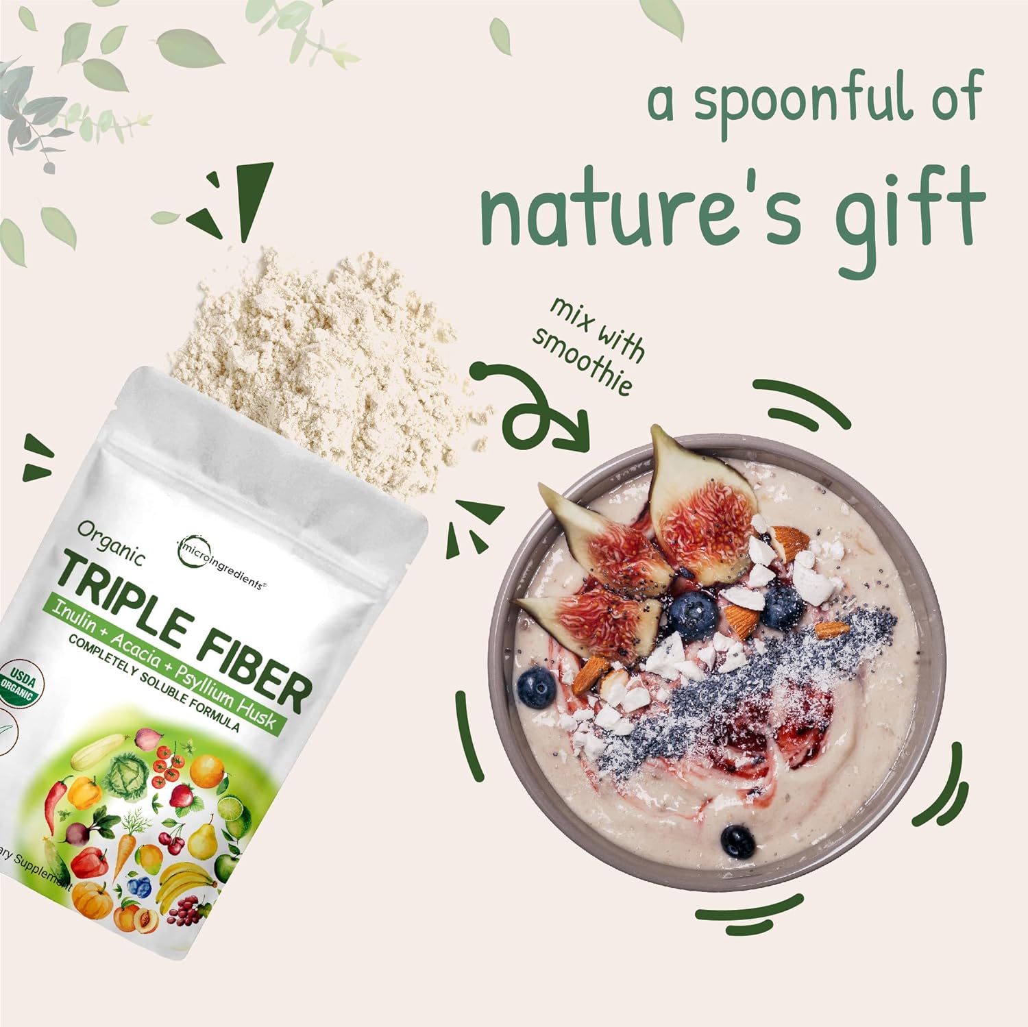 Organic Soluble Prebiotics Fiber Supplement 