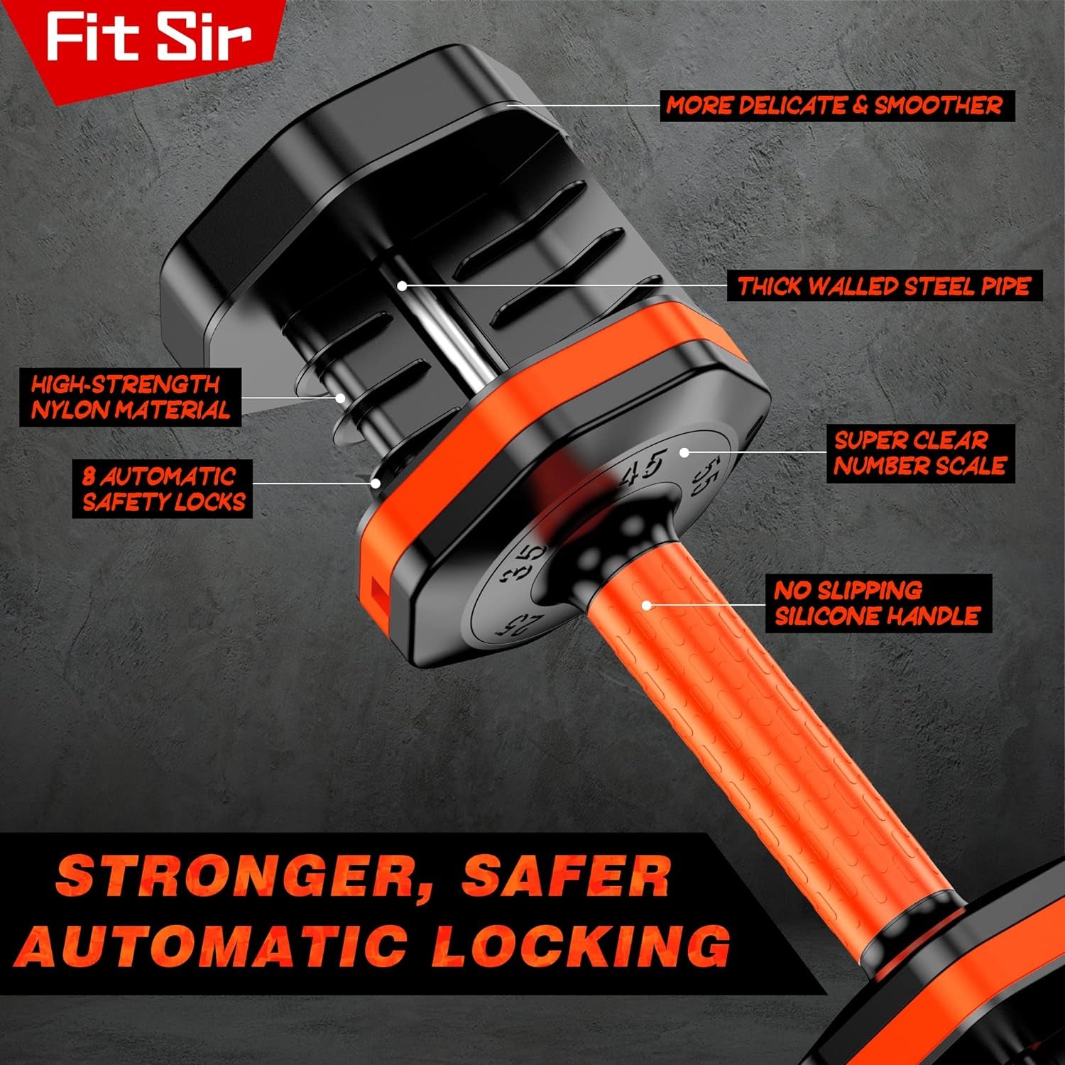 Single Adjustable Dumbbell 55LB,  Weights Dumbbells Set 15~55Lb Increment