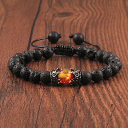 Black Volcanic Crown Bracelet Charm 