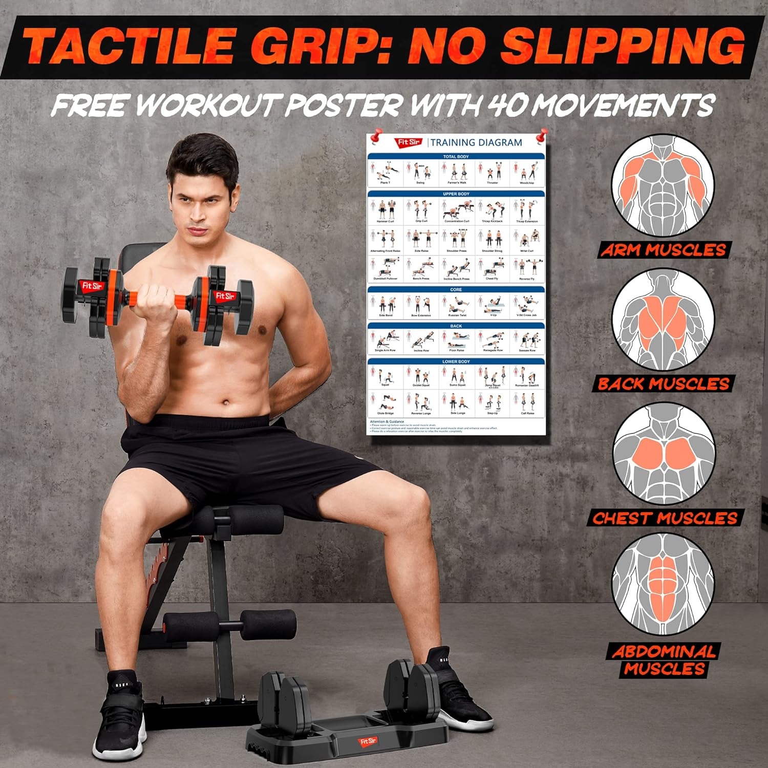 Single Adjustable Dumbbell 55LB,  Weights Dumbbells Set 15~55Lb Increment
