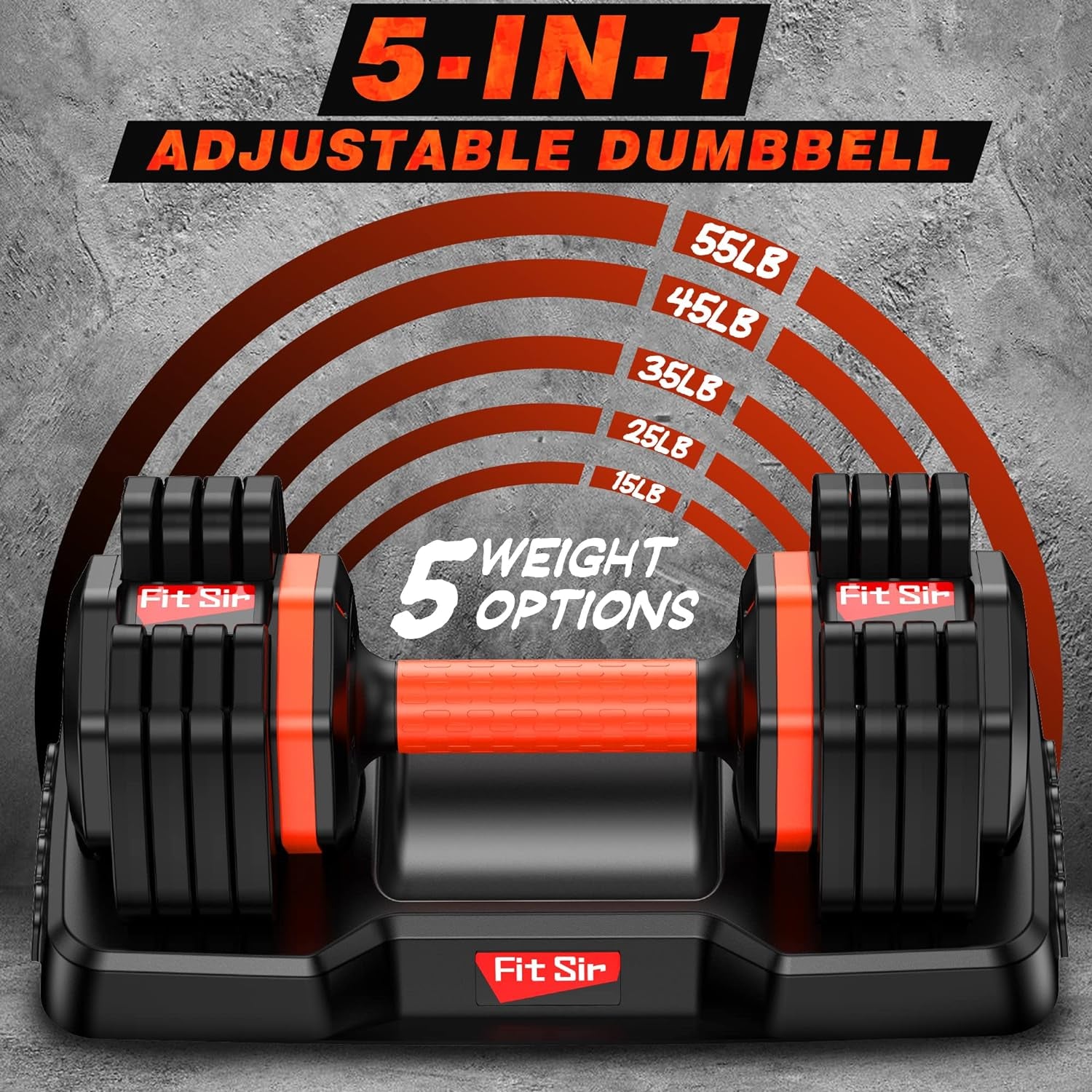 Single Adjustable Dumbbell 55LB,  Weights Dumbbells Set 15~55Lb Increment