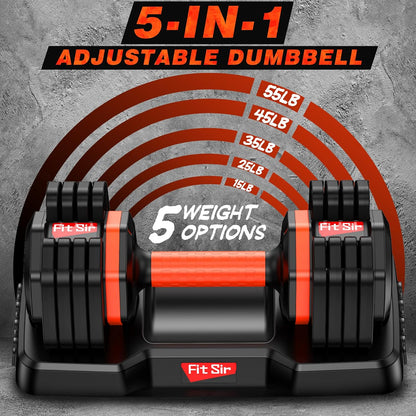Single Adjustable Dumbbell 55LB,  Weights Dumbbells Set 15~55Lb Increment