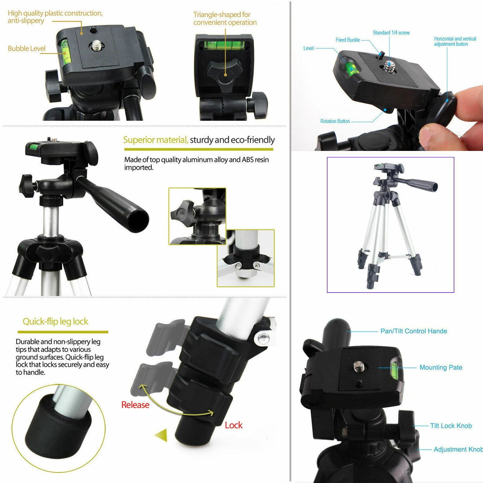 Professional Camera Tripod Stand Mount 
